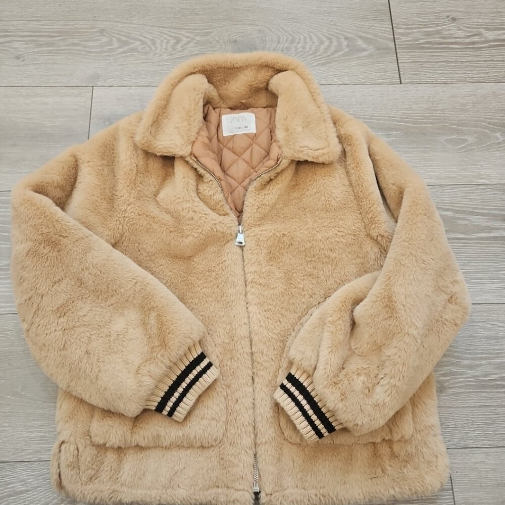 Zara Girls Fur Jacket 11-12 New